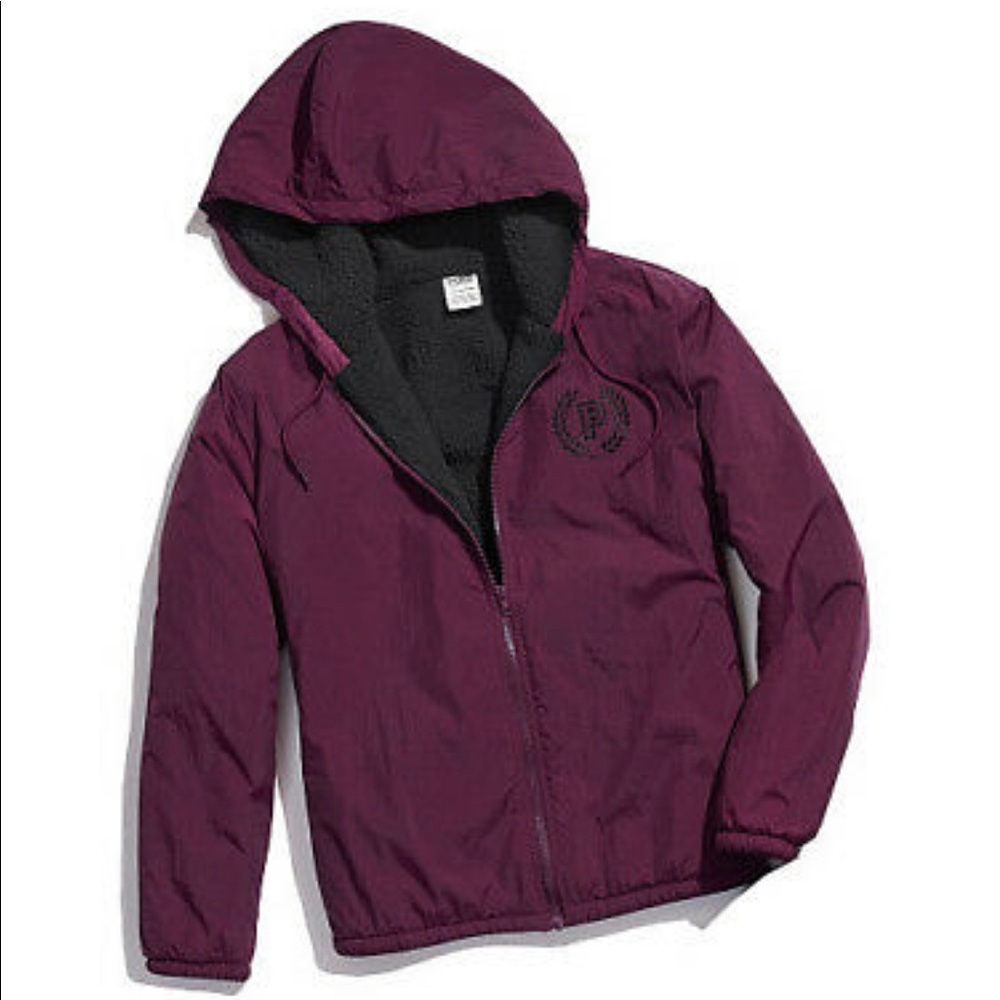 PINK Victoria's Secret Purple Sherpa Anorak Hooded Jacket, Size X-Small - Picture 3 of 4